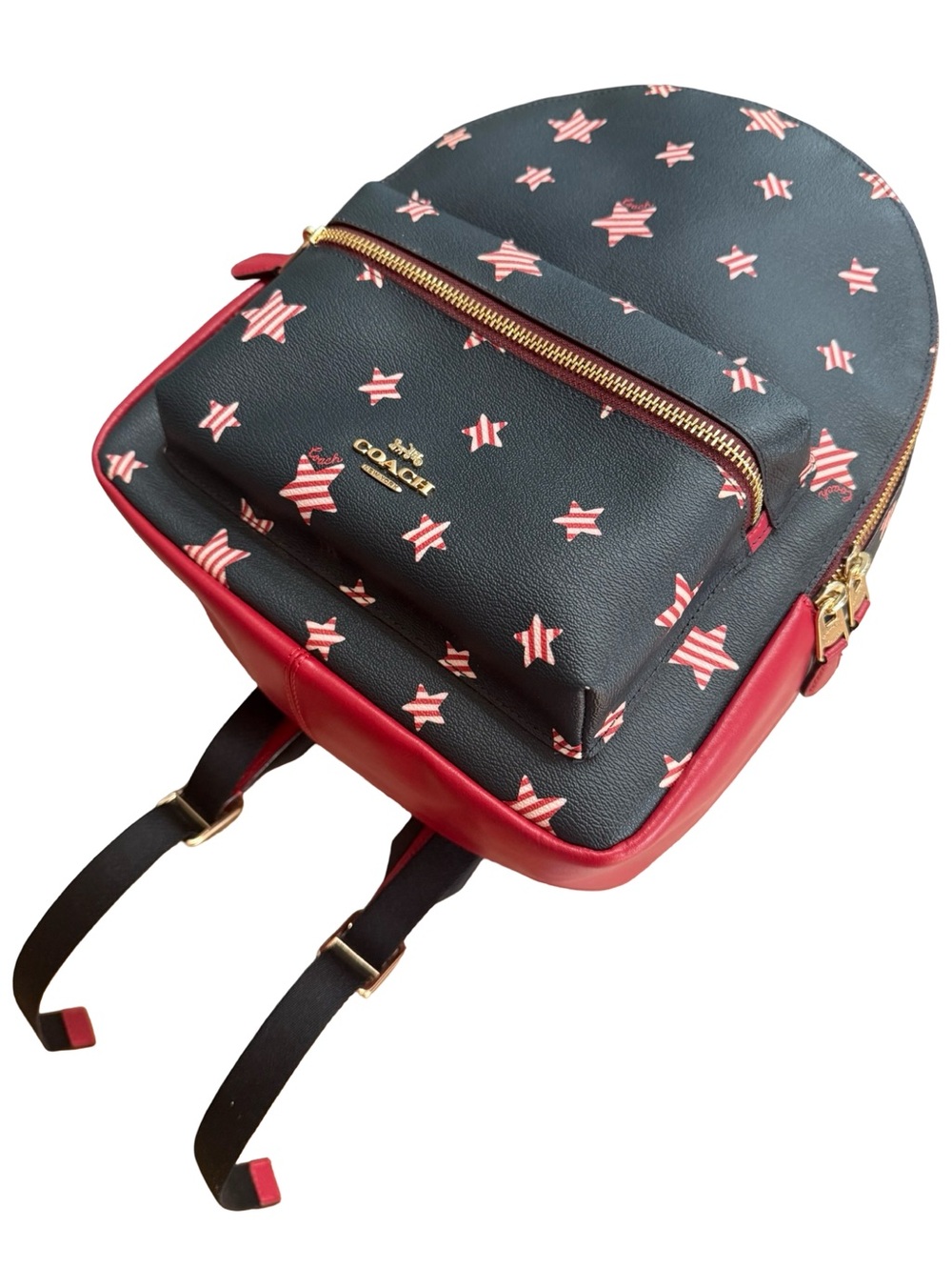 Coach Star-Print Mini Backpack - Black with Red Accents - Picture 14 of 16